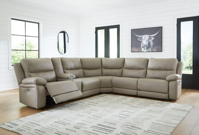 Signature Design by Ashley® Narwhal Place 7-Piece Pebble Modular Power Reclining Sectional with Storage Consoles-1