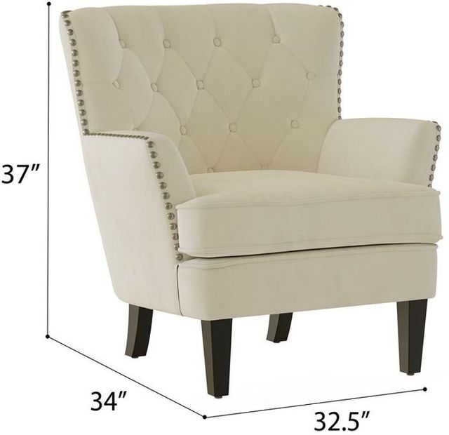 Emerald Home Noelle Cream Velvet Accent Chair-2