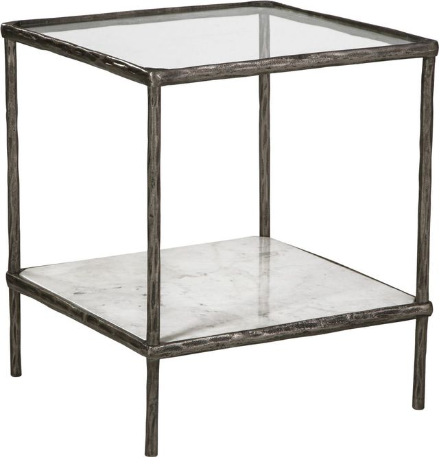 Signature Design by Ashley® Ryandale Glass Top Accent Table with Antique Pewter Base-0