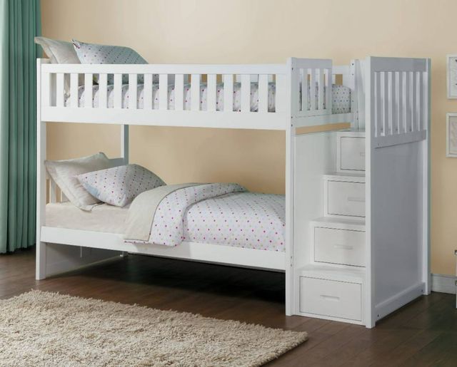 Homelegance® Galen White Twin/Twin Step Bunk Bed-1