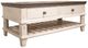 Horizon Home® Miramar White Coffee Table with Weather Brown Top -0