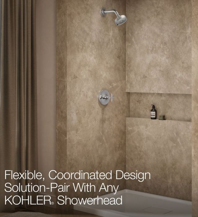 KOHLER® Purist® Rite-Temp® Polished Chrome Shower Trim Kit with Cross Handle-3