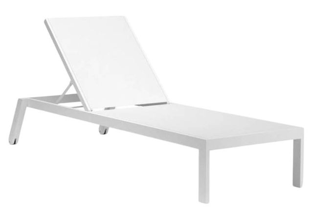 Sunset West Naples Satin White Metal Outdoor Chaise Lounge-0