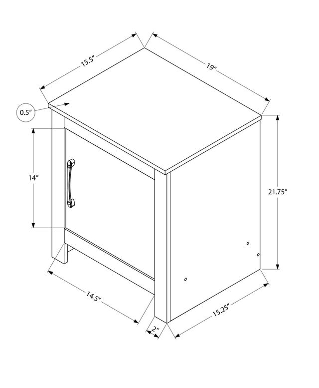 Monarch Specialties Inc. Rustic Grey 22" Accent Table with 1 Door-2