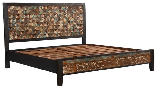 Home Trends & Design Rio Black/Brown/Green/White Queen Panel Bed-0