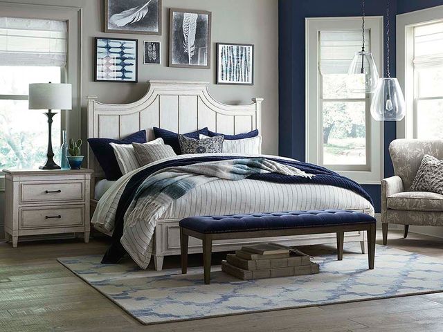 Bassett® Furniture Bella Aged Whitestone California King Panel Bed-2