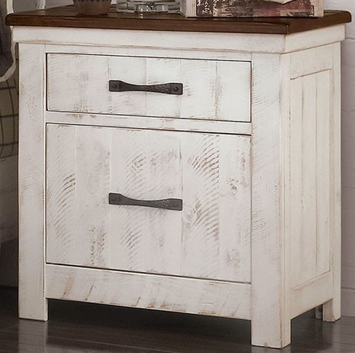 Furniture of America® Alyson Distressed White Nightstand | Hilliard's Home  Furnishings, image size:1200x1192