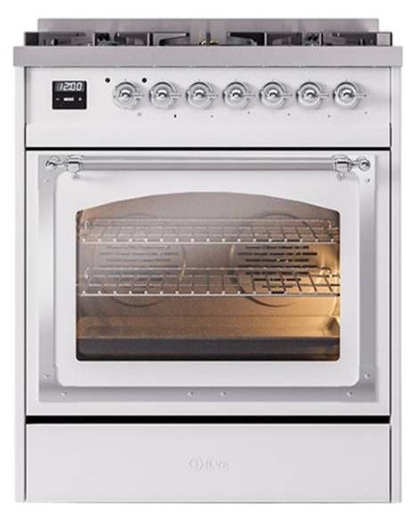 Ilve® Nostalgie II Noblesse 30" Custom RAL Color Pro Style Dual Fuel Range with Chrome Trim-1