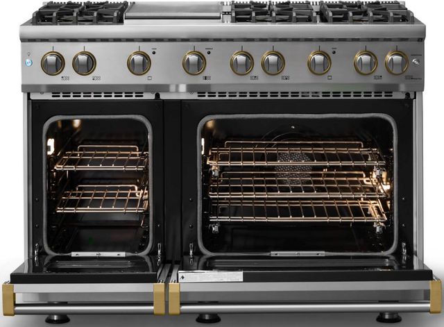 Viking® 5 Series 48" Stainless Steel Pro Style Gas (LP) Range with Brushed Brass Trim-1