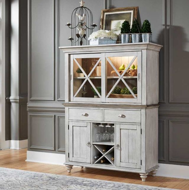 Liberty Furniture Ocean Isle Antique White/Weathered Pine Hutch and Buffet-1