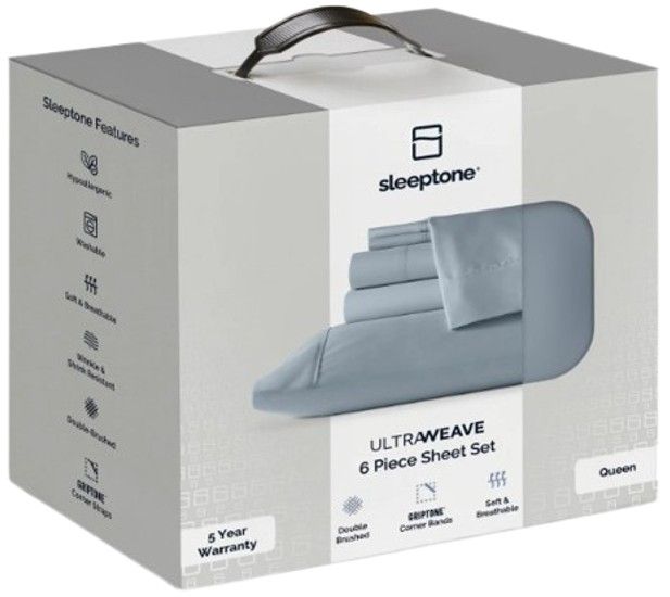 Sleeptone® Ultraweave® 6-Piece Ice Blue Microfiber Flex Head Queen Sheet Set-2