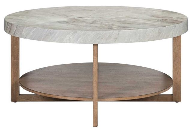 Liberty Furniture Danby Alabaster Cocktail Table with Nutmeg Base-3