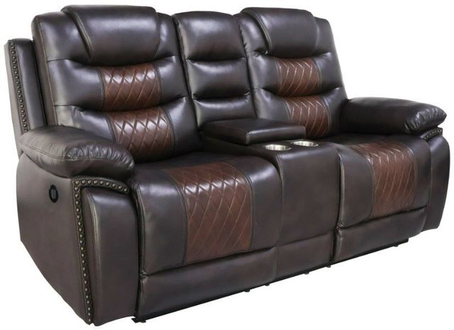 New Classic® Home Furnishings Nikko Brown Dual Power Reclining Console Loveseat-0