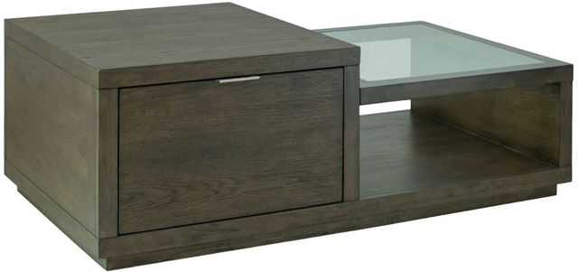 Magnussen Home® Merrick Homestead Brown Rectangular Cocktail Table with Casters and Glass Top Insert-0