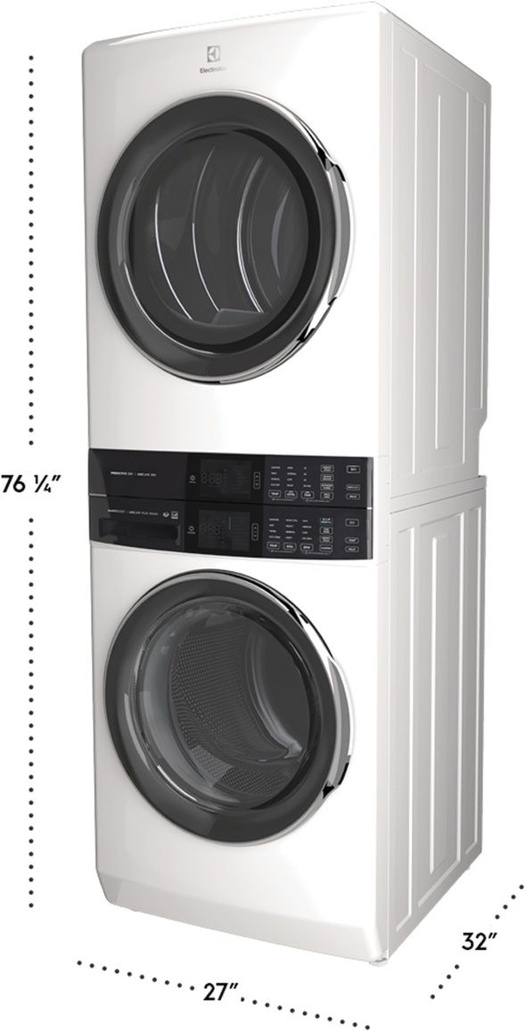 Electrolux 600 Series 4.5 Cu. Ft. Washer, 8.0 Cu. Ft. Gas Dryer White Stack Laundry-9