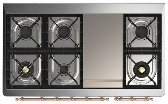 Ilve® Majestic III 48" Antique White Pro Style Dual Fuel Natural Gas Range with Triple Glass Door and Copper  Trim-2