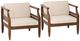 Linon Corolla 2-Piece Beige/Brown Acacia/Fabric Outdoor Club Chair Set-0