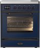 Ilve® Majestic III 30" Midnight Blue Pro Style Induction Range with Triple Glass Door and Burnished Trim-0