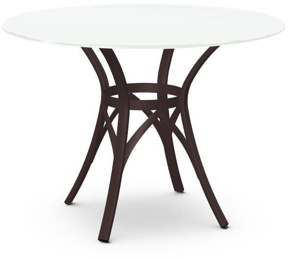 Amisco Customizable Kai 42" White Glass Top Round Table-0