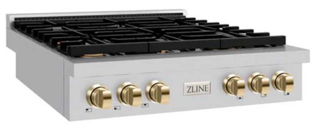 ZLINE Paramount Autograph Edition 36" Stainless Steel Gas Cooktop with Polished Gold Accents-1