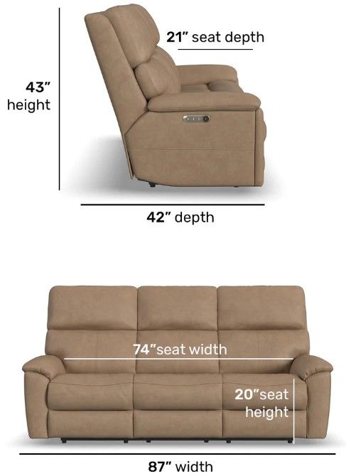 Flexsteel® Customizable Porter Leather Power Reclining Sofa with Console, Power Headrest and Lumbar-2