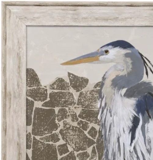 Stylecraft Mosaic Heron-Await Textured Framed Print -1