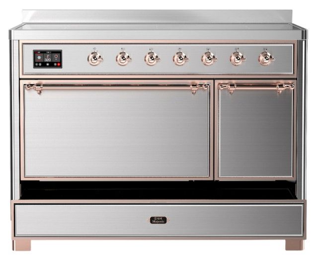Ilve® Majestic III 48" Stainless Steel Pro Style Induction Range with Solid Door and Copper Trim-2