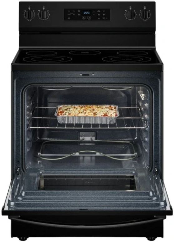 Whirlpool® 30" Black Freestanding Electric Range with No Preheat Mode and Steam Clean-2