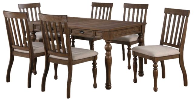 Steve Silver Co. Joanna 7-Piece Caramel/Oatmeal Dining Table Set-0