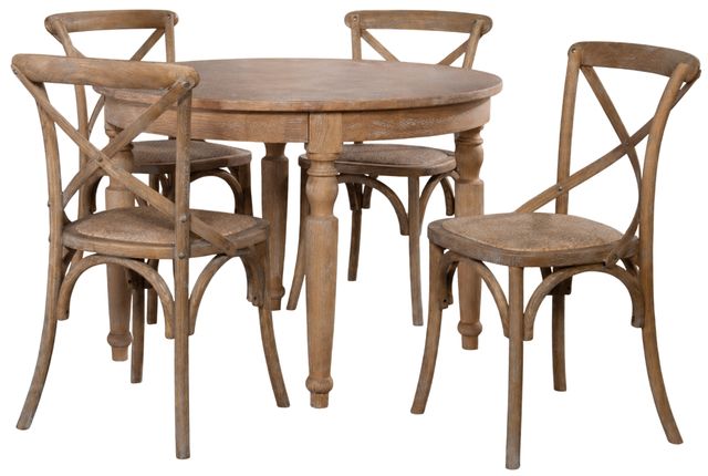 Linon Shiraz 5-Piece Gray/Natural Dining Set-0