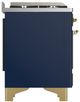 Ilve® Majestic III 48" Midnight Blue Pro Style Dual Fuel Liquid Propane Range with Solid Door and Brass Trim-4