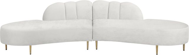 Meridian Furniture Divine 2-Piece Cream Upholstered Curved Sectional Chaise-1