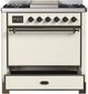 Ilve® Majestic III 36" Antique White Pro Style Dual Fuel Natural Gas Range with Solid Door and Burnished Trim-1