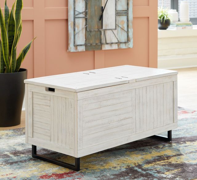 Signature Design by Ashley® Coltport Distressed White Storage Trunk-4