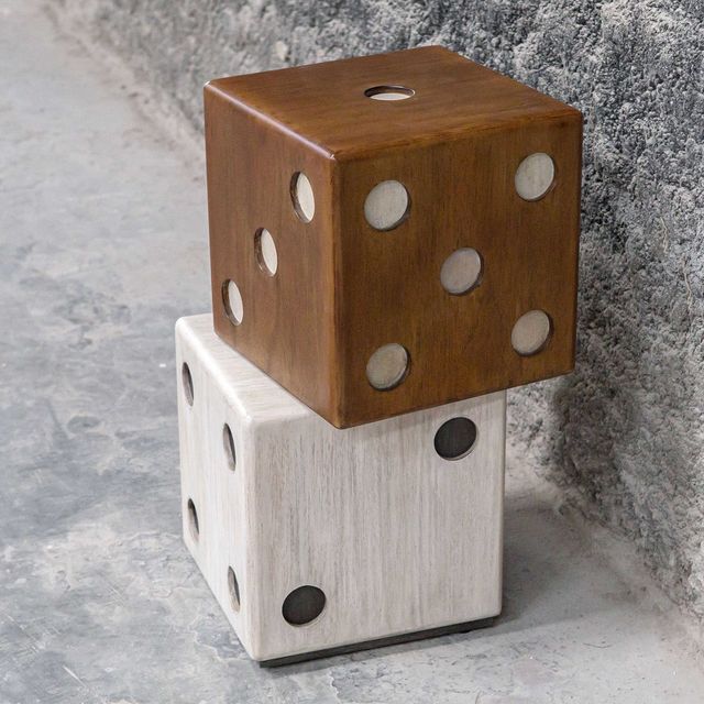 Uttermost® Roll The Dice Natural Accent Table with Whitewashed Base-2
