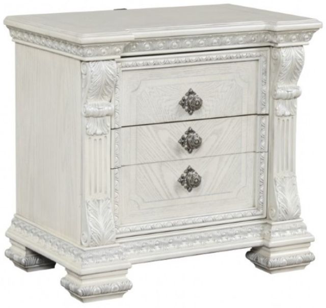 Furniture of America® Promenade Wire Brushed White Nightstand-0