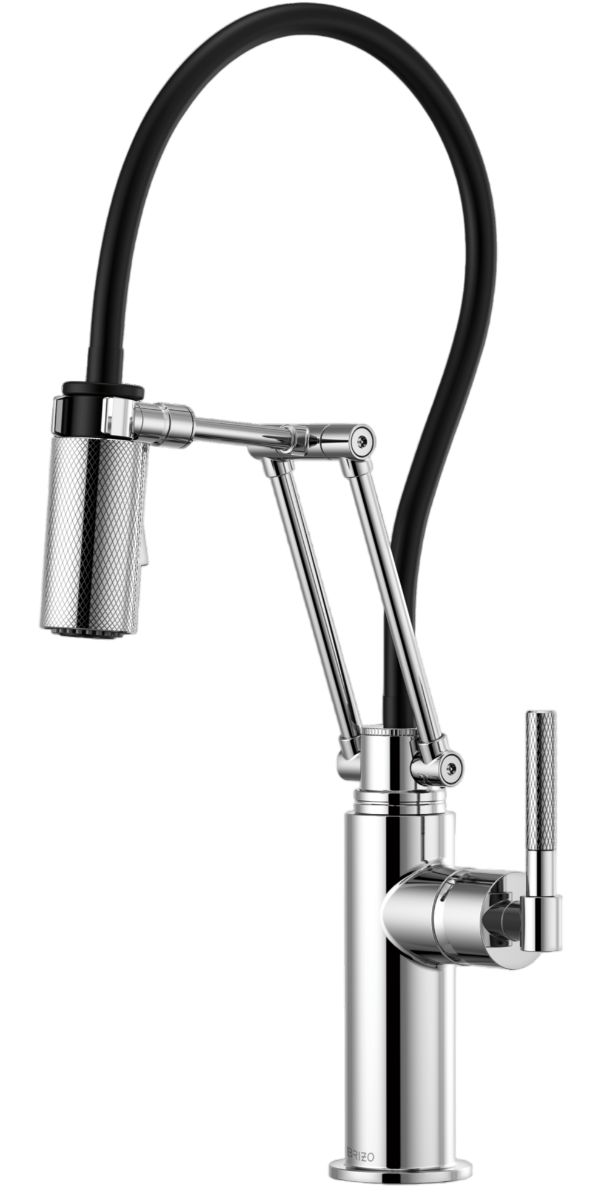 Brizo Litze® Polished Chrome Articulating Faucet with Knurled Handle-0