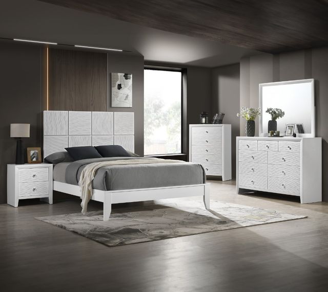 Crown Mark Denker White King Panel Bed-1
