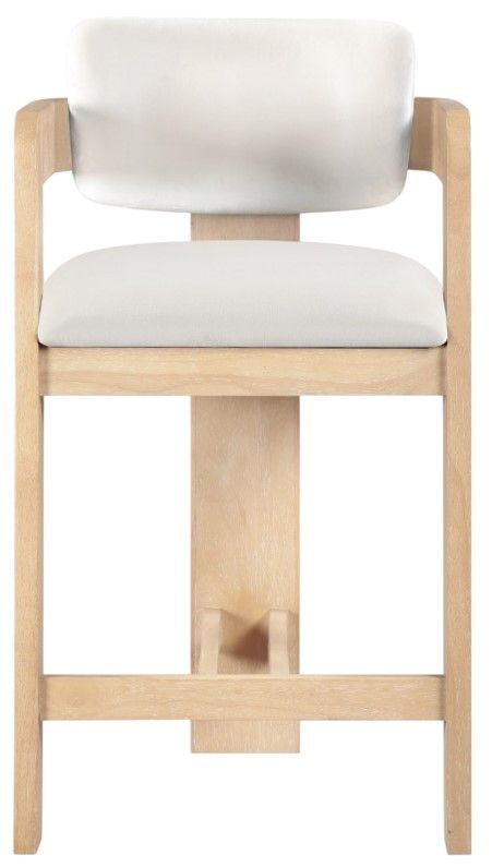 Meridian Furniture Sacha Cream/Natural Upholstered Counter Stool-1