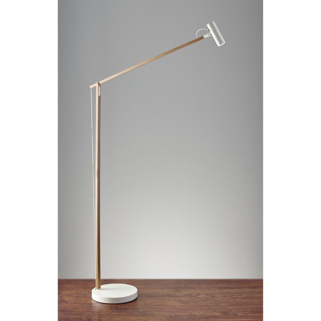 Adesso® Crane Natural Wood/White LED Floor Lamp-1