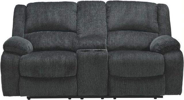 Signature Design by Ashley® Draycoll Slate Manual Reclining Loveseat with Console-1