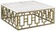 CTH Sherrill Occasional® Chicklet White Square Cocktail Table with Aged Gold Base-0