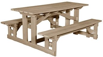 C R Plastics Beige Rectangular Picnic Table-0