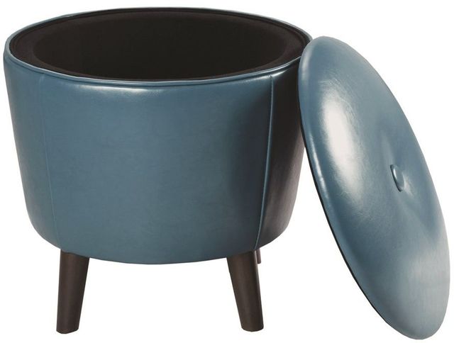 Olliix by Madison Park Blue Crosby Storage Ottoman-1