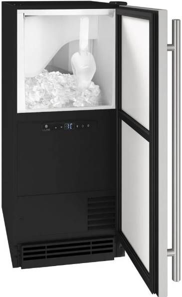 U-Line® 15" 55 lb. Black Clear Cube Ice Maker-1