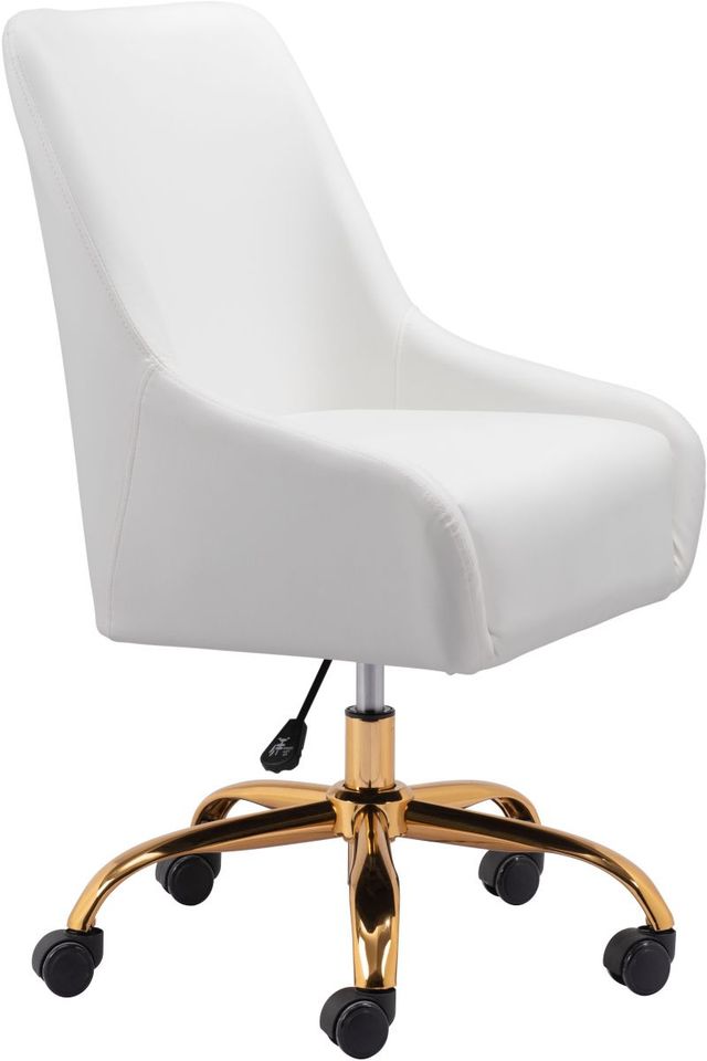 Zuo® Modern Madelaine White/Gold Office Chair-3