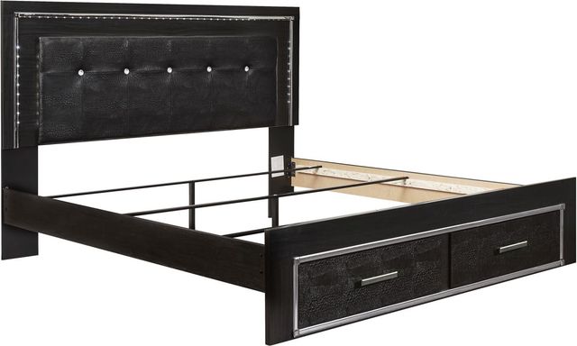 Signature Design by Ashley® Kaydell Black King Upholstered Storage Panel Bed with LED Lights-3