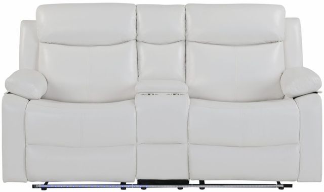 Global Furniture USA U6026 Blanch White Console Manual Reclining Loveseat with LED-1