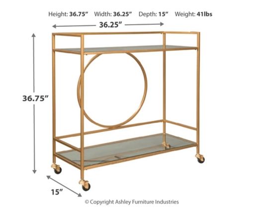 Signature Design by Ashley® Jackford Antique Gold Bar Cart-2