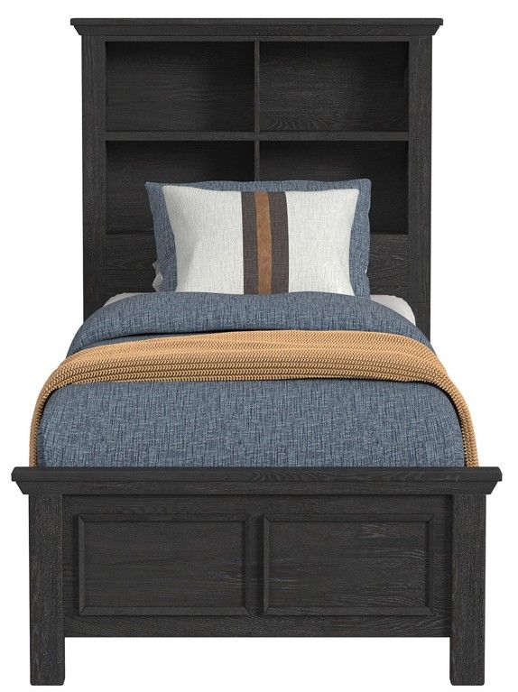 Elements International Hampton Kids Charcoal Twin Bookcase Bed-1
